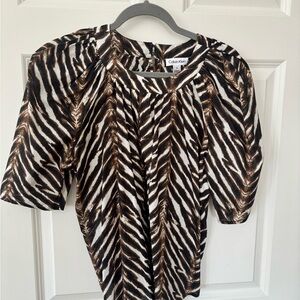 Calvin Klein Zebra Print Blouse - Black and Brown